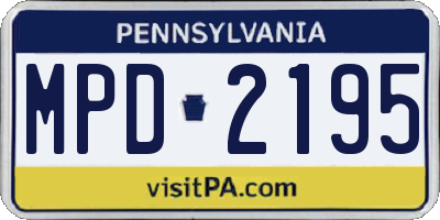 PA license plate MPD2195