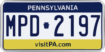 PA license plate MPD2197