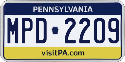 PA license plate MPD2209
