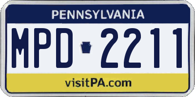 PA license plate MPD2211