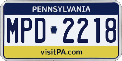 PA license plate MPD2218