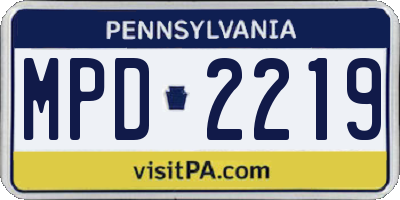 PA license plate MPD2219