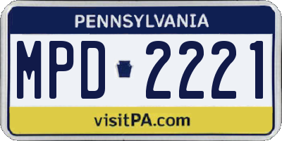 PA license plate MPD2221