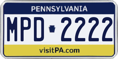 PA license plate MPD2222