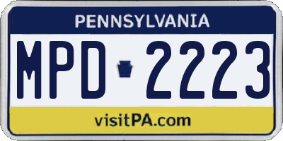 PA license plate MPD2223