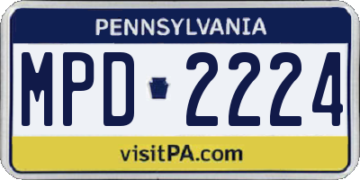 PA license plate MPD2224