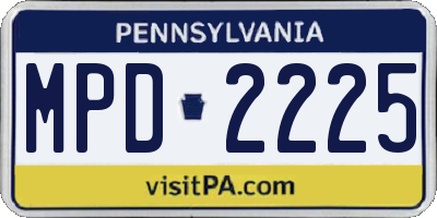 PA license plate MPD2225