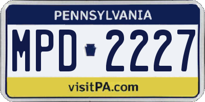 PA license plate MPD2227