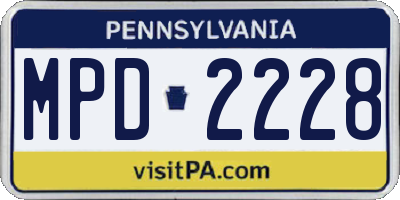 PA license plate MPD2228
