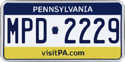 PA license plate MPD2229