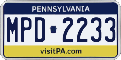 PA license plate MPD2233