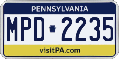 PA license plate MPD2235