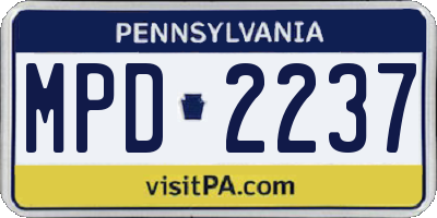 PA license plate MPD2237