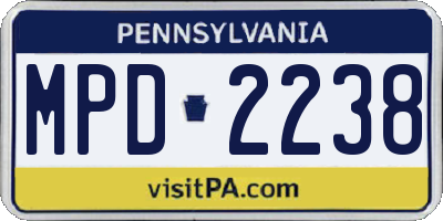 PA license plate MPD2238