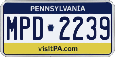 PA license plate MPD2239