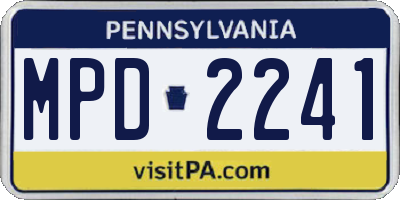 PA license plate MPD2241