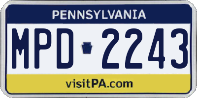 PA license plate MPD2243