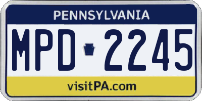 PA license plate MPD2245
