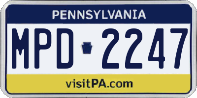 PA license plate MPD2247