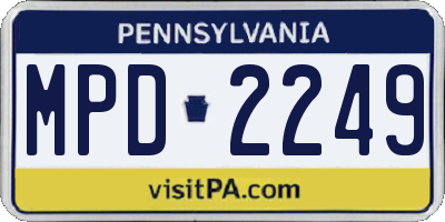 PA license plate MPD2249