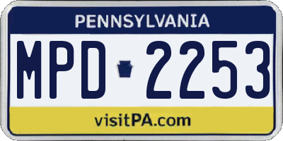 PA license plate MPD2253