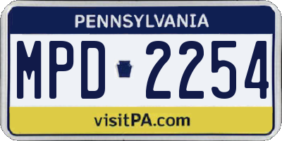PA license plate MPD2254