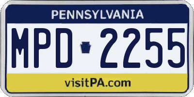 PA license plate MPD2255