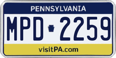 PA license plate MPD2259