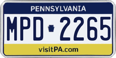PA license plate MPD2265