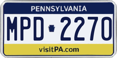 PA license plate MPD2270