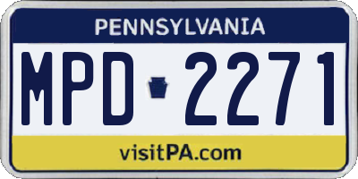 PA license plate MPD2271