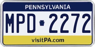 PA license plate MPD2272