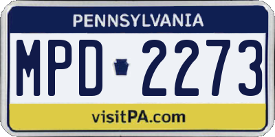 PA license plate MPD2273