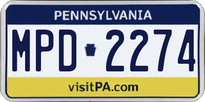 PA license plate MPD2274