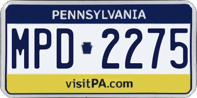 PA license plate MPD2275