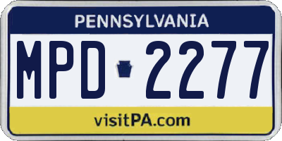 PA license plate MPD2277