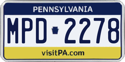 PA license plate MPD2278