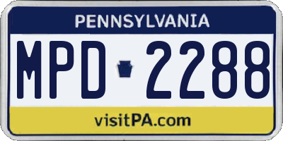 PA license plate MPD2288