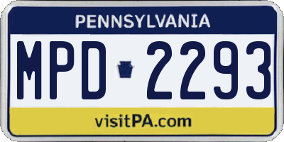 PA license plate MPD2293