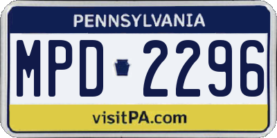 PA license plate MPD2296
