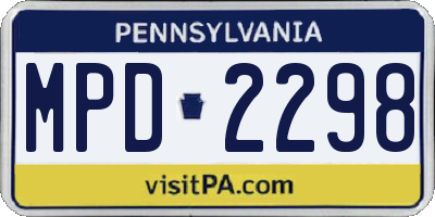 PA license plate MPD2298