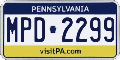 PA license plate MPD2299