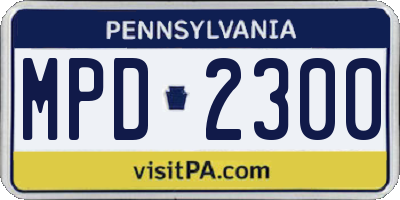 PA license plate MPD2300