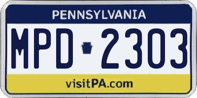 PA license plate MPD2303