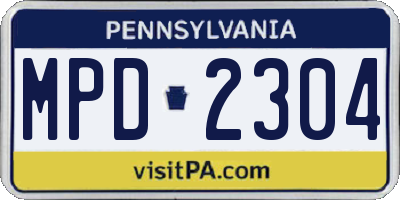 PA license plate MPD2304