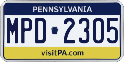 PA license plate MPD2305