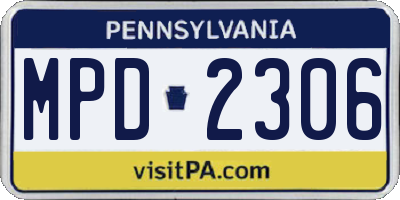 PA license plate MPD2306