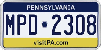 PA license plate MPD2308