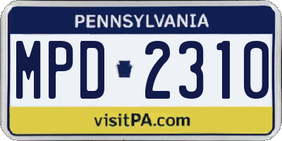 PA license plate MPD2310
