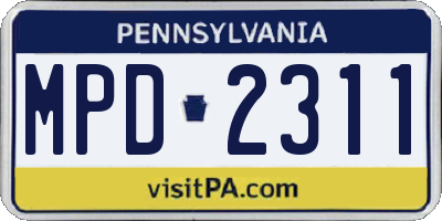 PA license plate MPD2311
